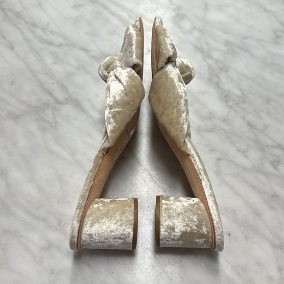 Loeffler Randall Celeste Velvet Slip on Sandal in Metallic Beige Size 7 - Picture 5 of 12
